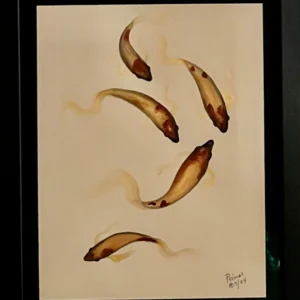 Elegant koi fish artwork in frame