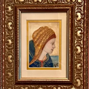 Vintage painting with detailed golden frame