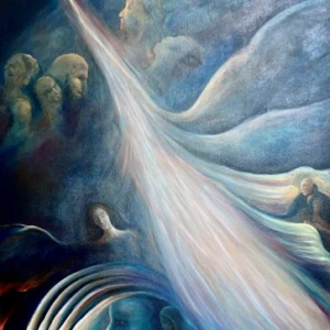 Mystical scene with flowing colors